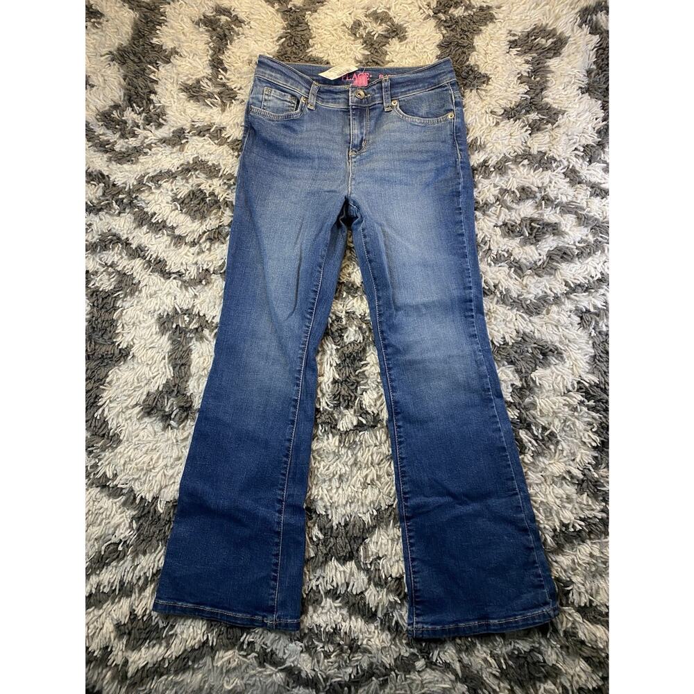 New Children's Place Girls Blue Flare Denim Jeans Size 12 Button Closure Solid